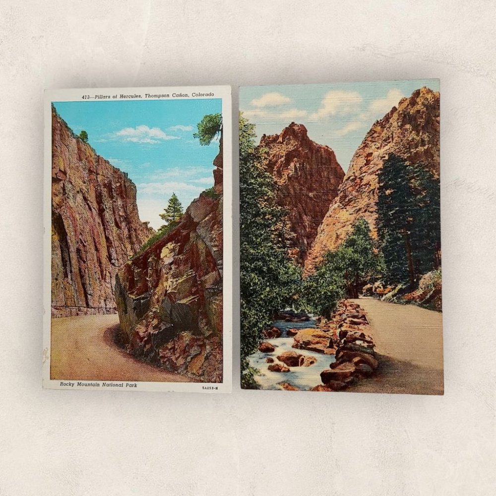 1940's #413 & #2165 LINEN Print Postcards "The Pillars of Hercules", Colorado